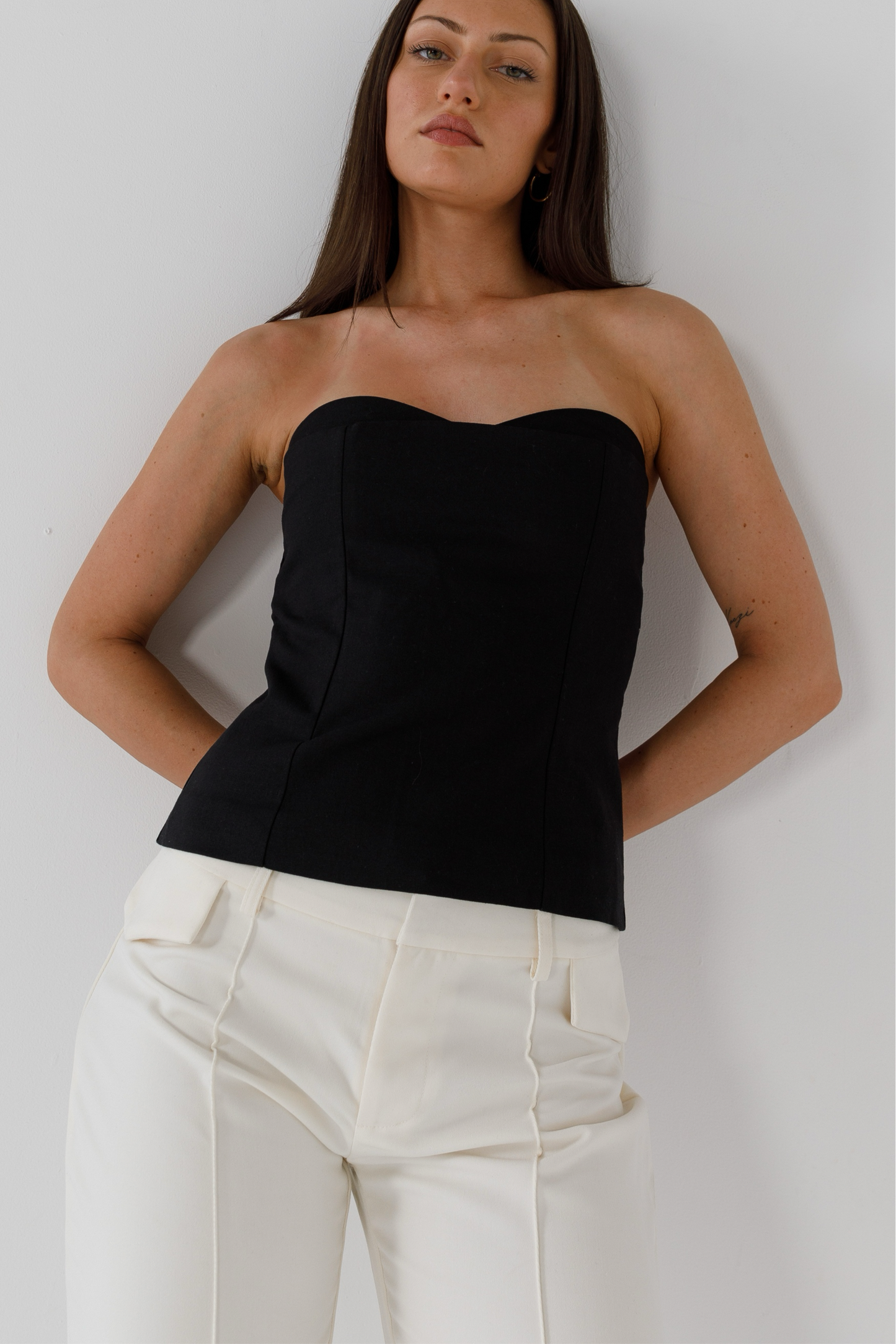 Kylie Linen Top | Noir