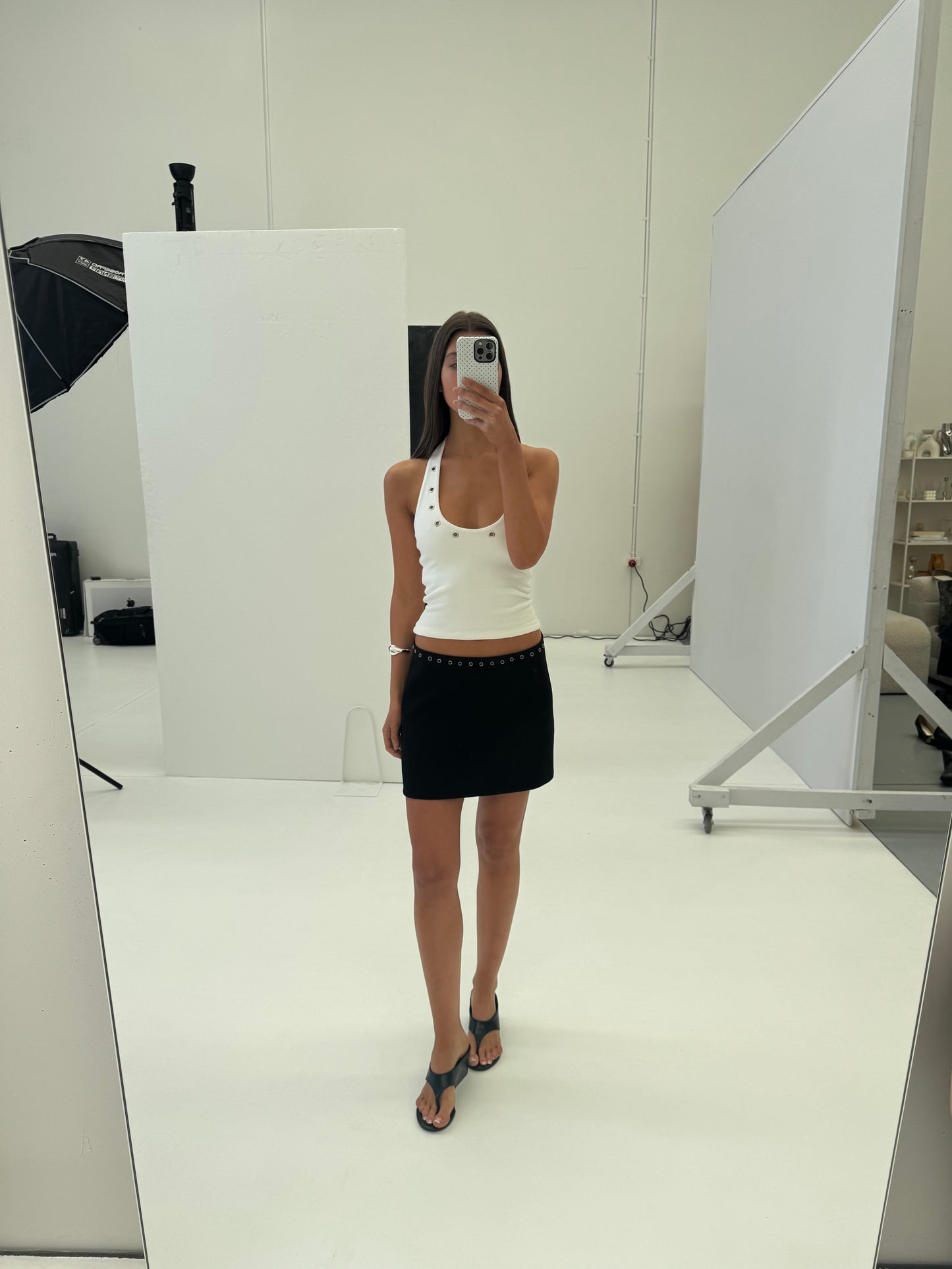 Dion Stud Mini Skirt | Noir