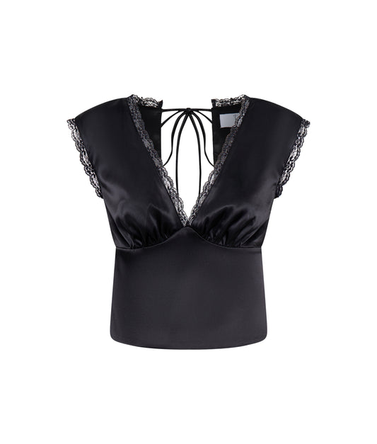 Daisy Satin Top | Noir