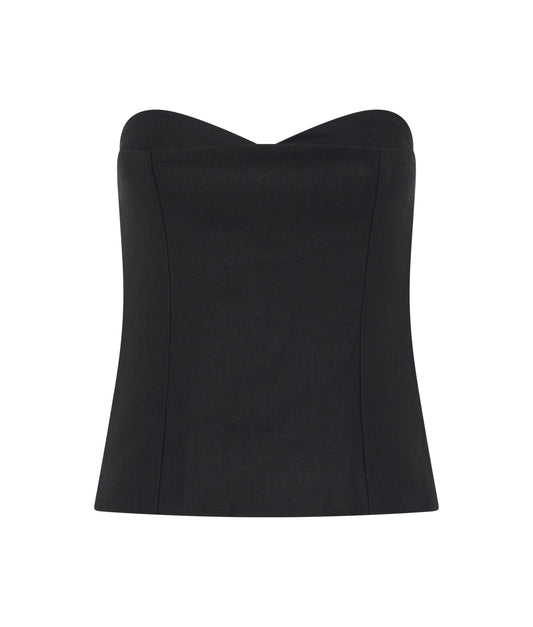 Kylie Linen Top | Noir