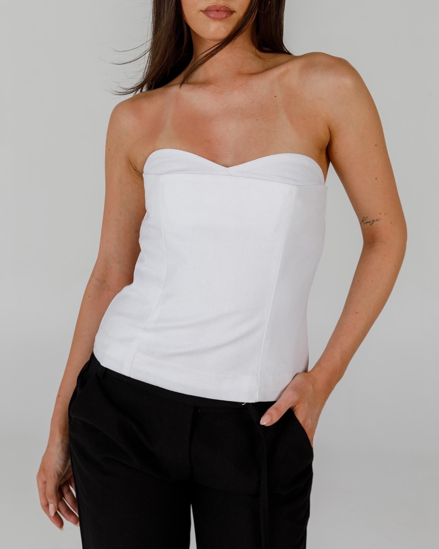 Kylie Linen Top | White