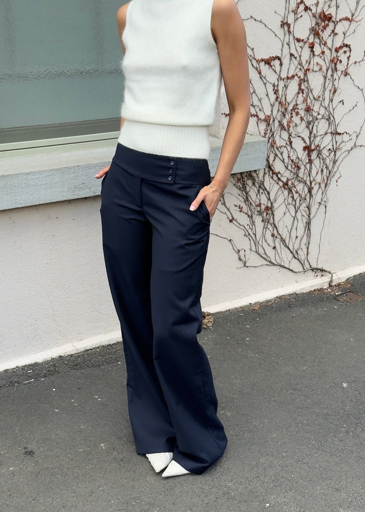 Paloma Pant | Navy Pinstripe