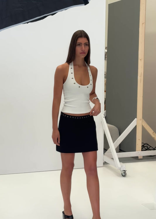 Dion Stud Mini Skirt | Noir